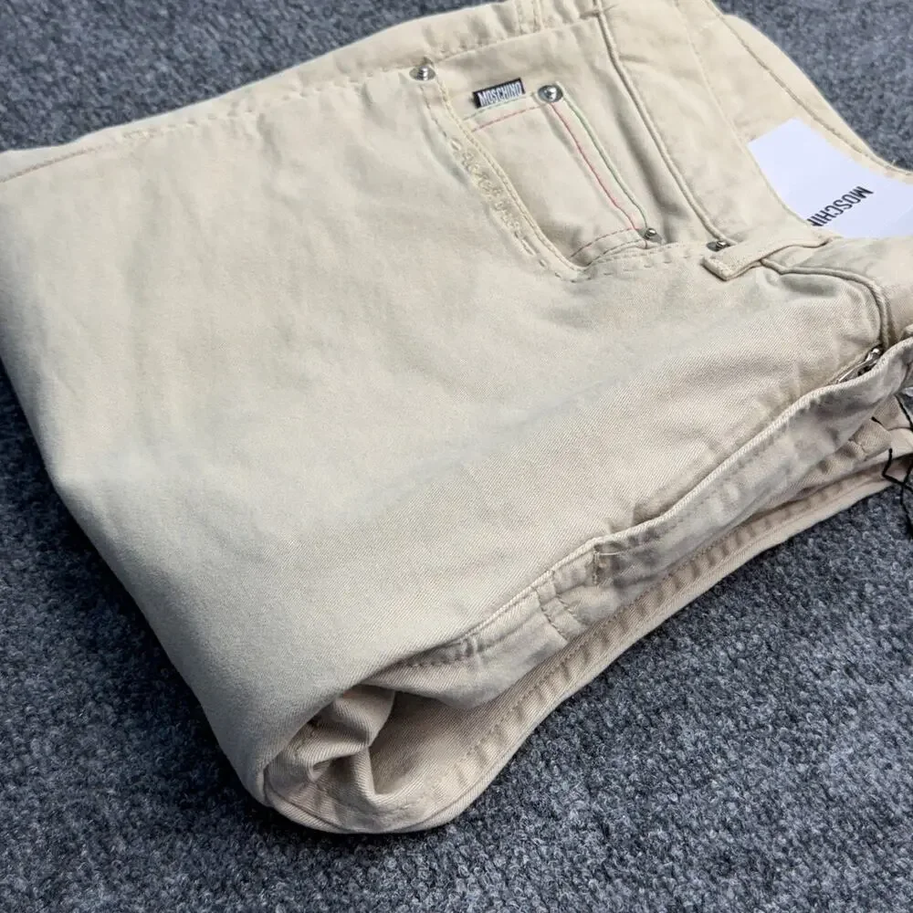 Moschino 30 Years Mens Jeans IT 48 US 32 Beige Slim Fit Stretch NWT NEW